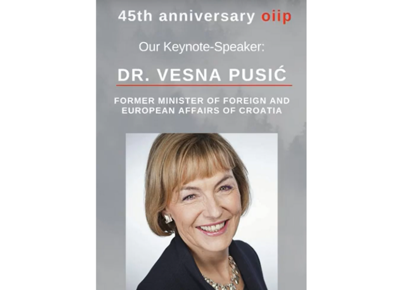 Interview with Vesna Pusić, keynote speaker 45 years celebrations of the oiip on 5 June 2024 